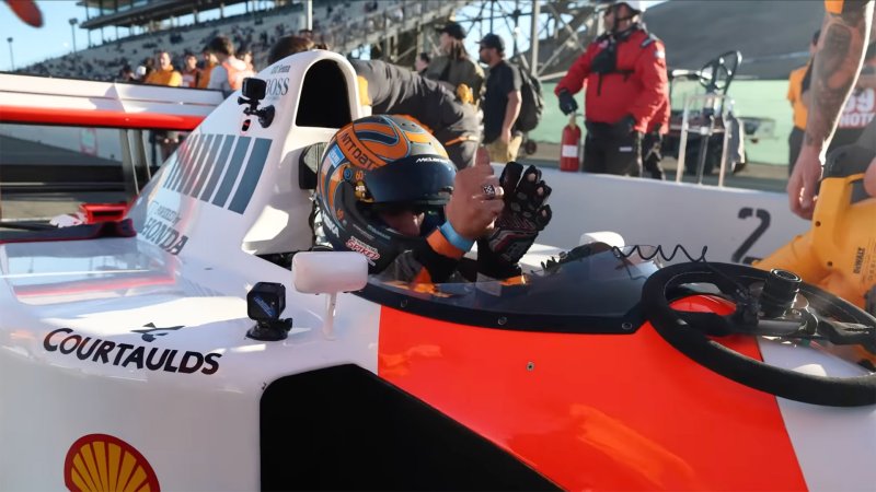 Tony Kanaan Gets Emotional After Driving Ayrton Senna’s 1991 McLaren F1 Car